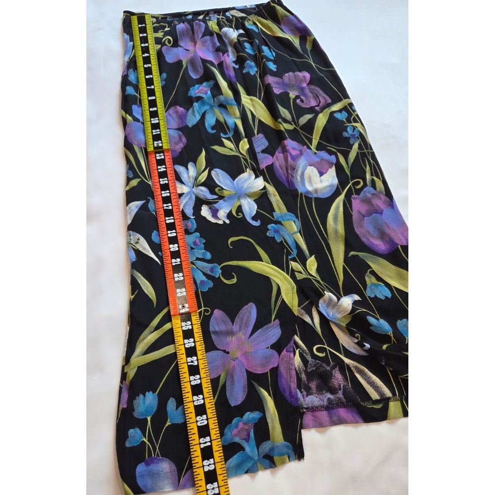 True Vintage Clio Whimsigoth Witchy Purple Floral A-Line Long Skirt Size M